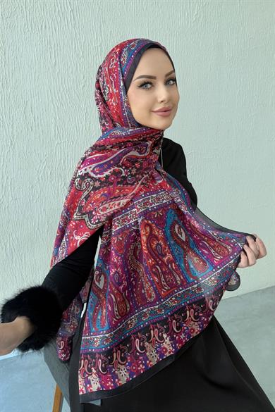 Fuchsia Bergüzar Authentic Indian Silk Shawl