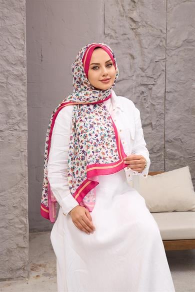 Fuşya Yonca Dijital Soft Şal