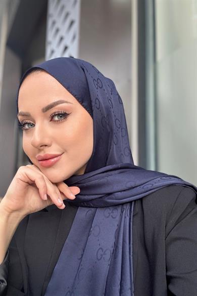 G Desen İpeksi Jakar Şal Lacivert