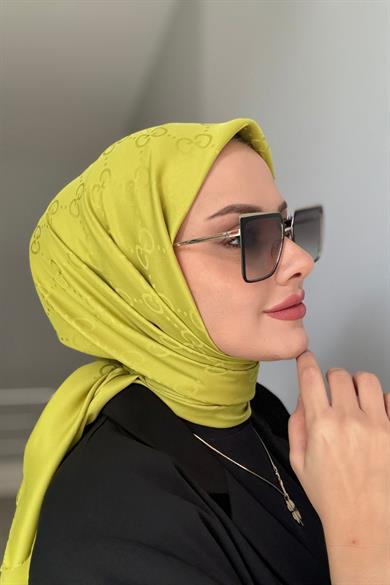 G Desen Jakar Eşarp Yağ Yeşili