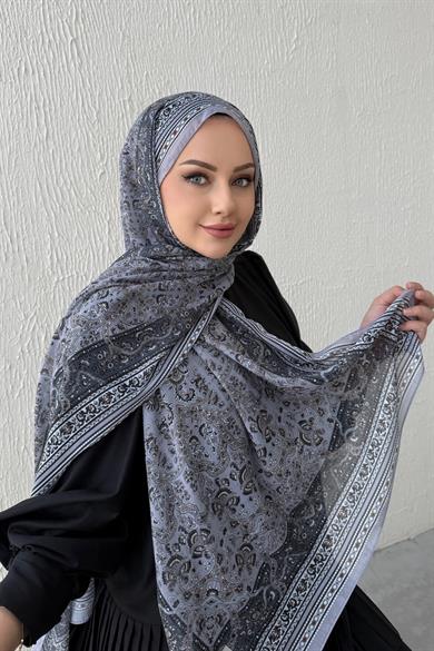Gri Bohem Modal İpek Şal
