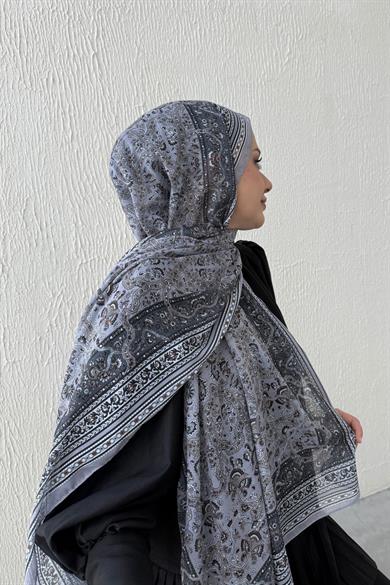 Gri Bohem Modal İpek Şal