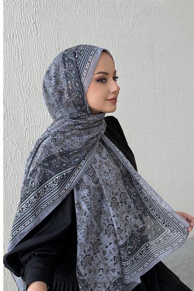 Gri Bohem Modal İpek Şal