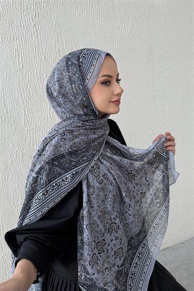 Gri Bohem Modal İpek Şal