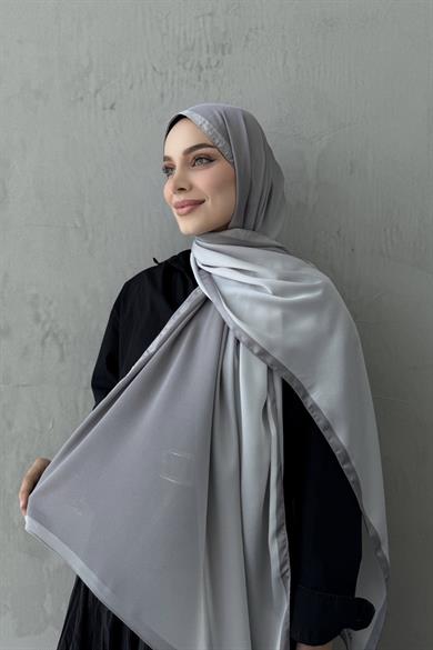 Gri Degrade İthal Kumlu İpek Şal