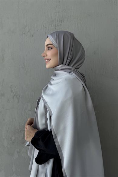 Gri Degrade İthal Kumlu İpek Şal