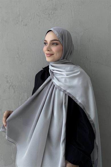 Gri Degrade İthal Kumlu İpek Şal