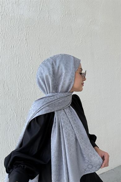 Gri Geometrik Jakar Şal