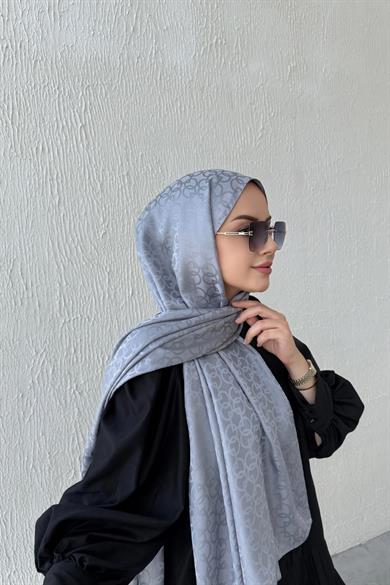 Gri Geometrik Jakar Şal