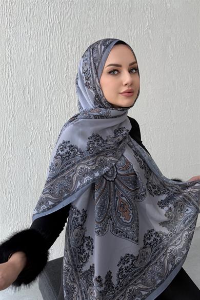 Gray Hüma Authentic Indian Silk Shawl