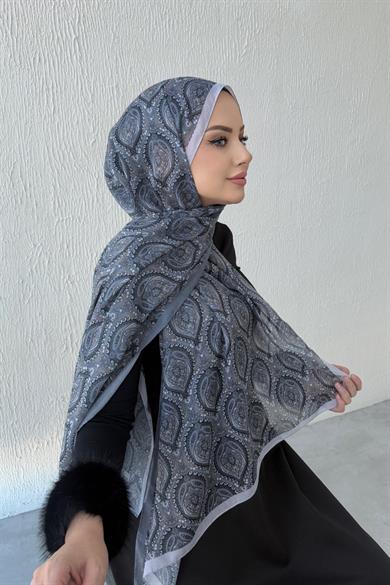 Gray Nazende Bohemian Modal Silk Shawl