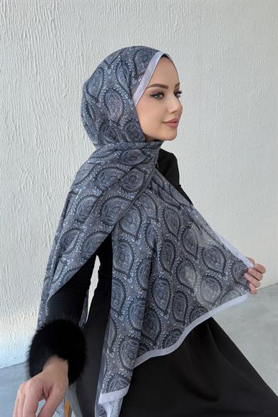 Gray Nazende Bohemian Modal Silk Shawl