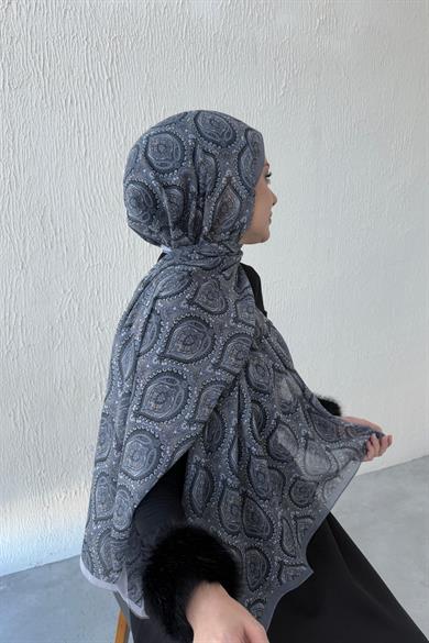 Gray Nazende Bohemian Modal Silk Shawl