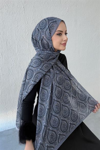 Gray Nazende Bohemian Modal Silk Shawl