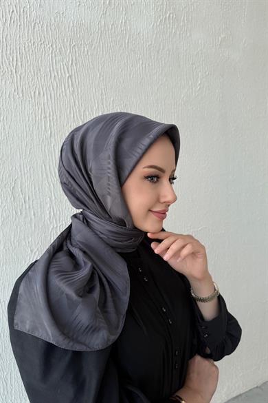 Gri Noya İpeksi Jakar Eşarp