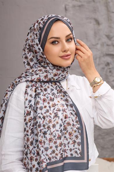 Gri Yonca Dijital Soft Şal