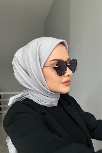 Gümüş Gri Pamuk Caz Eşarp