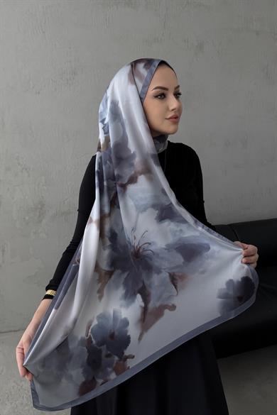 Gümüş Gri Roesa Kumlu İpek Şal