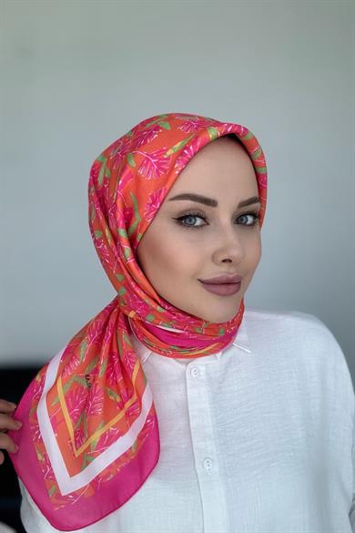 Hazan Dijital Soft Eşarp Fuşya