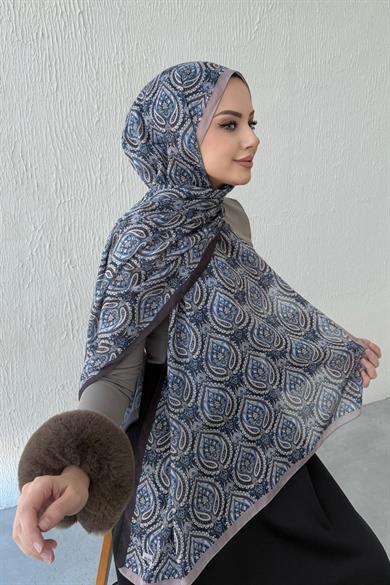 İndigo Nazende Bohem Modal İpek Şal
