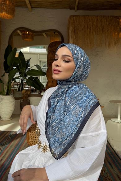 İndigo Loresa Modal İpek Eşarp