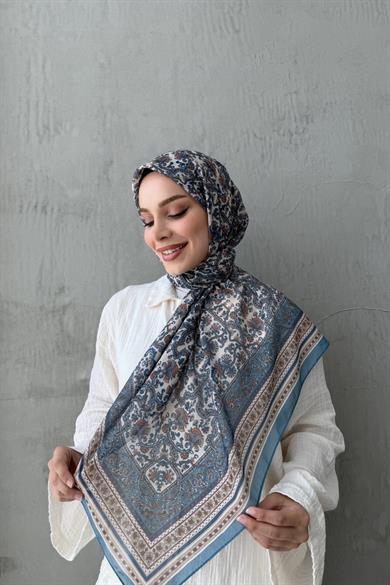 İndigo Mahi Bohem Modal İpek Şaleşarp