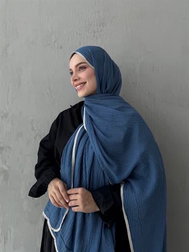 İndigo Müslin Biyeli Şal 