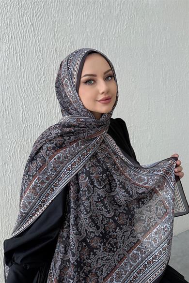 Kahverengi Bohem Modal İpek Şal