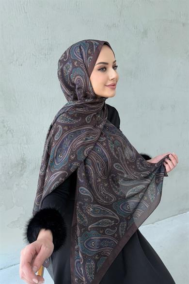 Kahverengi Elvan Modal İpek Şal