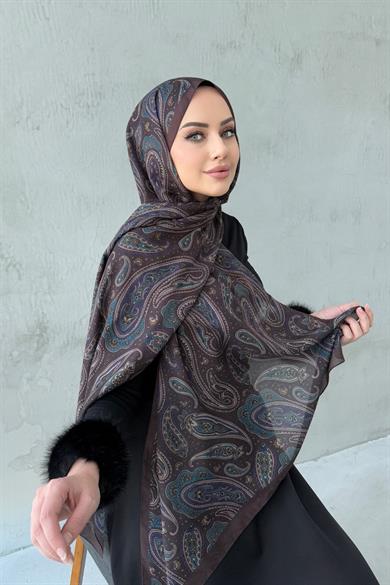 Kahverengi Elvan Modal İpek Şal