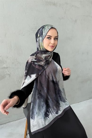 Kahverengi Feriha Kumlu İpek Şal