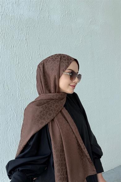 Kahverengi Geometrik Jakar Şal