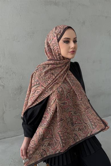 Kahverengi Harmoni Modal İpek Şal 1