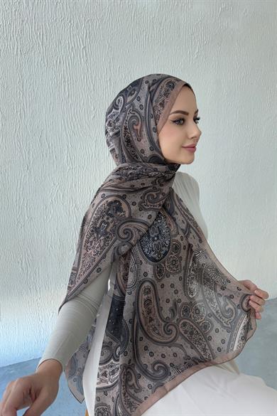 Brown Pansies Authentic Indian Silk Shawl