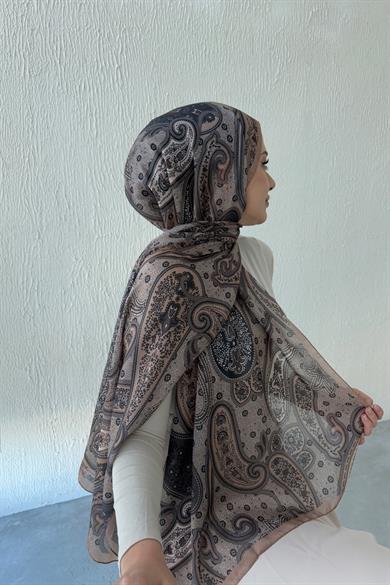 Brown Pansies Authentic Indian Silk Shawl