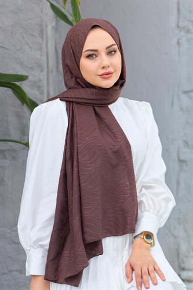 Kahverengi Kendinden Desenli Fresh Şal