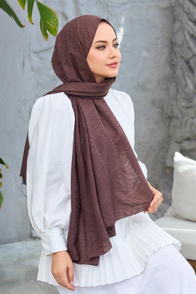 Kahverengi Kendinden Desenli Fresh Şal