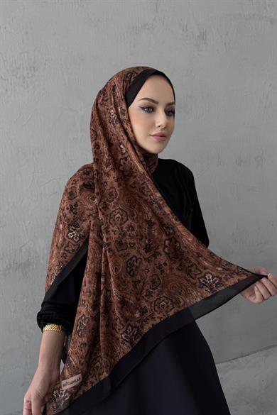 Kahverengi Laventa Koza %100 Pamuk Şal