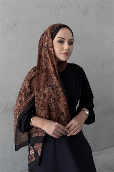 Kahverengi Laventa Koza %100 Pamuk Şal