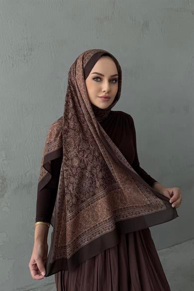 Kahverengi Maaren Koza %100 Pamuk Şal 