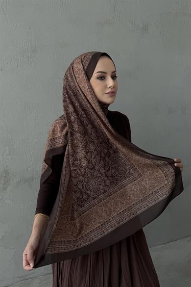Kahverengi Maaren Koza %100 Pamuk Şal 