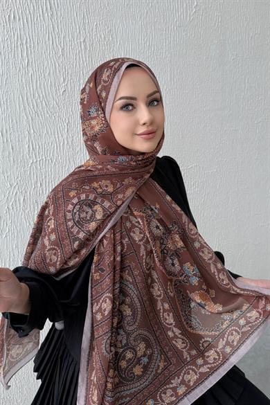 Kahverengi Mihrimah Bohem Modal İpek Şal