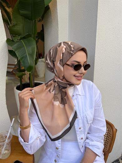 Kahverengi Rahven Modal İpek Eşarp