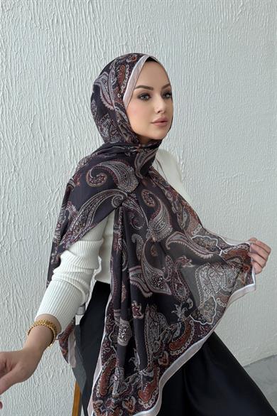 Kahverengi Şehrazat Bohem Modal İpek Şal