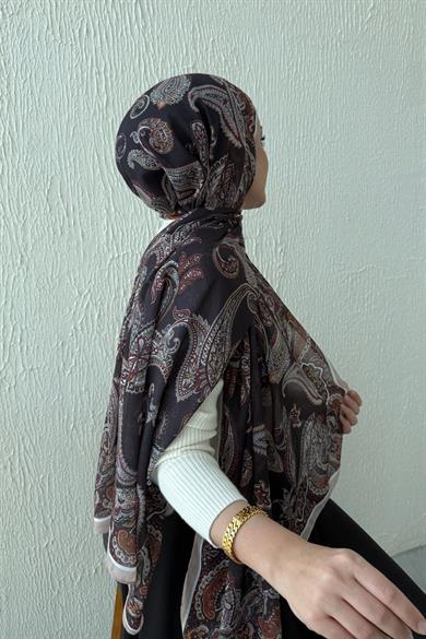 Kahverengi Şehrazat Bohem Modal İpek Şal