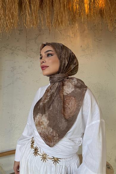 Kahverengi Tencel Eşarp