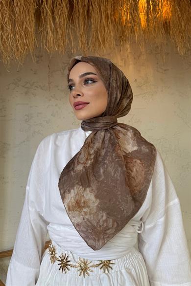 Kahverengi Tencel Eşarp