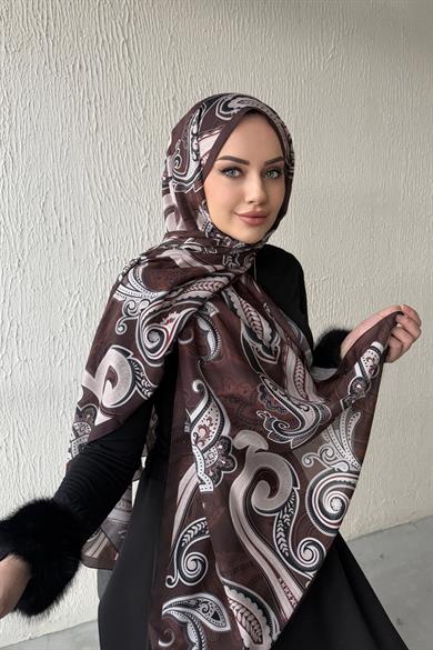 Kahverengi Zerda Modal İpek Şal