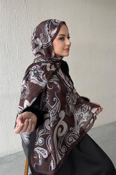 Kahverengi Zerda Modal İpek Şal