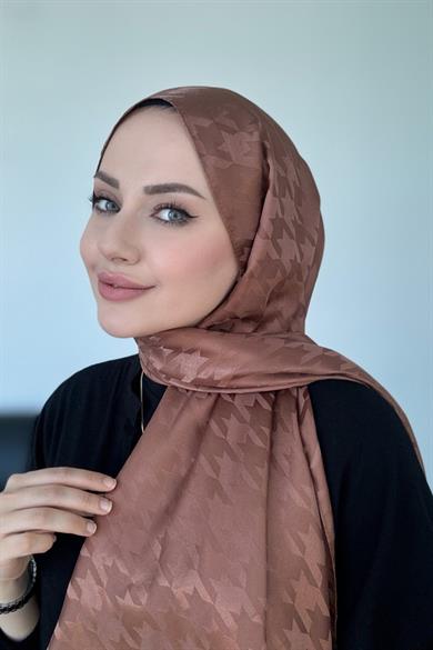 Kazayağı İpeksi Jakar Şal Açık Kahve